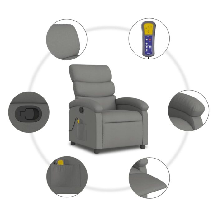 Fauteuil de massage inclinable gris foncé tissu – Image 6