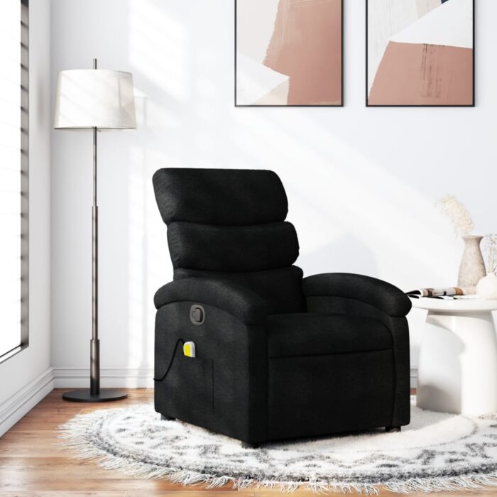 Fauteuil de massage inclinable noir tissu – Image 1