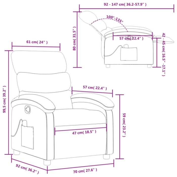 Fauteuil de massage inclinable noir similicuir – Image 11