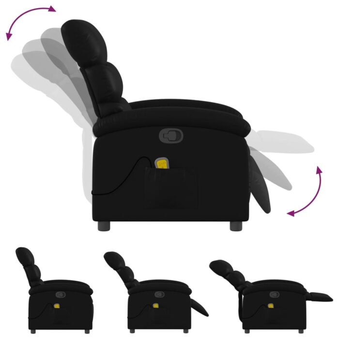 Fauteuil de massage inclinable noir similicuir – Image 5