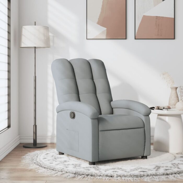 Fauteuil inclinable en tissu gris clair – Image 1