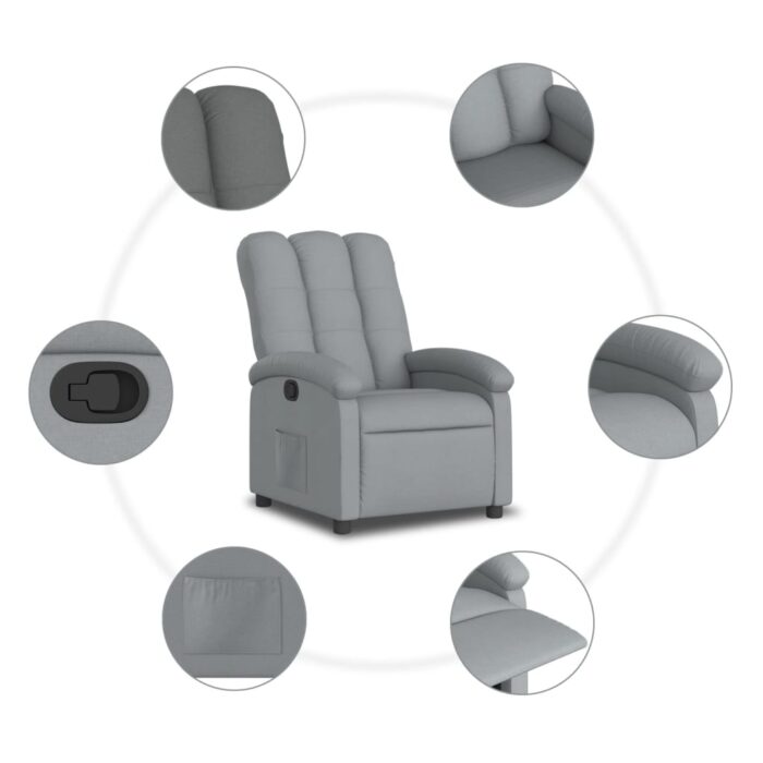 Fauteuil inclinable en tissu gris clair – Image 5