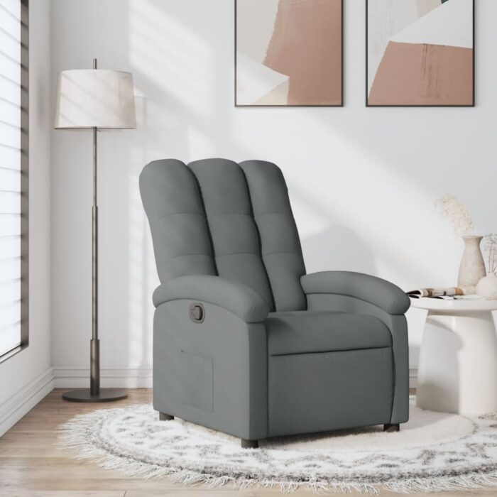 Fauteuil inclinable en tissu gris foncé – Image 1