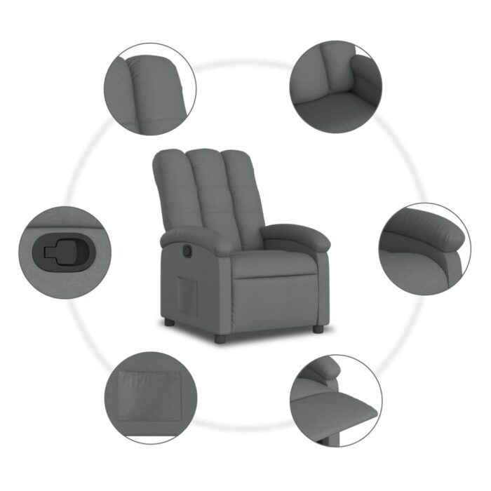 Fauteuil inclinable en tissu gris foncé – Image 5