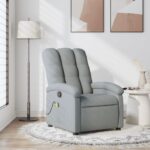 Fauteuil de massage inclinable gris clair tissu