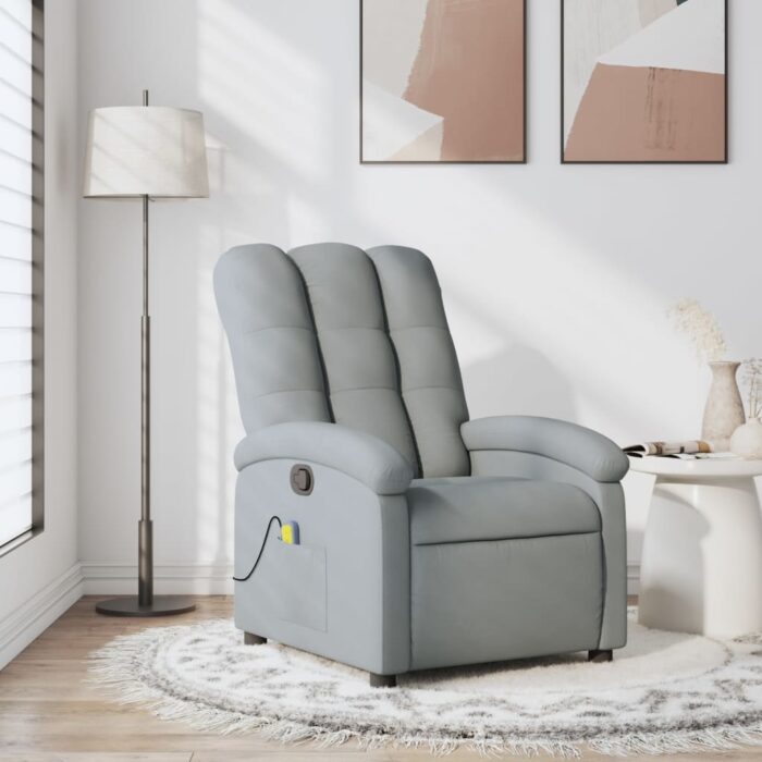 Fauteuil de massage inclinable gris clair tissu – Image 1