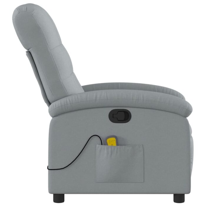 Fauteuil de massage inclinable gris clair tissu – Image 3