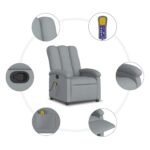 Fauteuil de massage inclinable gris clair tissu – Image 6