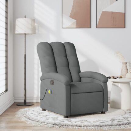 Fauteuil de massage inclinable gris foncé tissu