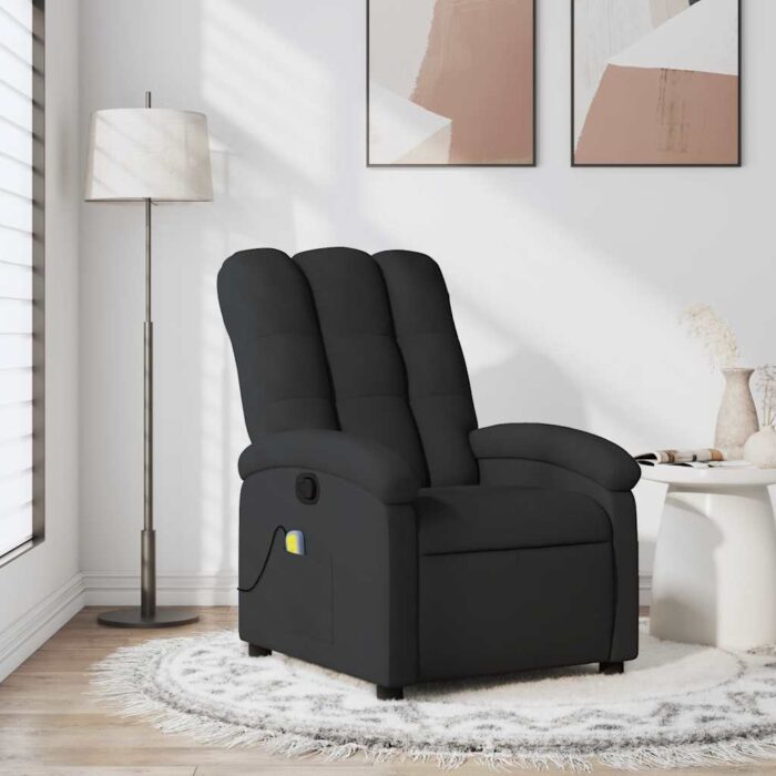 Fauteuil de massage inclinable noir tissu – Image 1