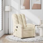 Fauteuil de massage inclinable crème tissu