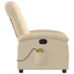 Fauteuil de massage inclinable crème tissu – Image 3