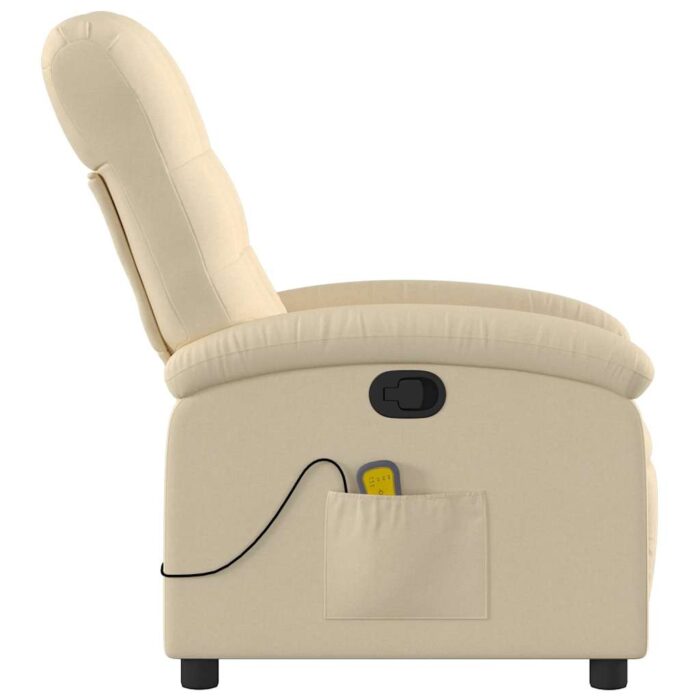 Fauteuil de massage inclinable crème tissu – Image 3