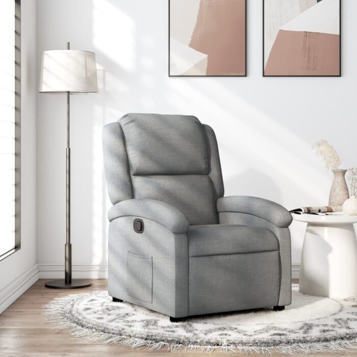 Fauteuil inclinable gris clair tissu – Image 1