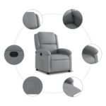 Fauteuil inclinable gris clair tissu – Image 3