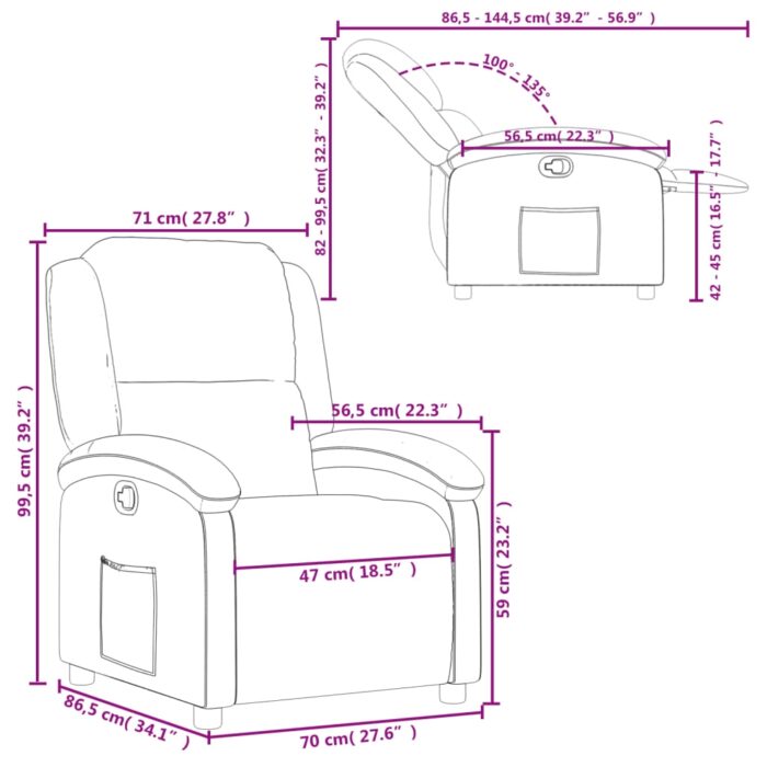 Fauteuil inclinable gris clair tissu – Image 9