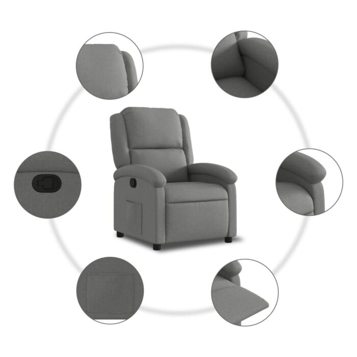 Fauteuil inclinable gris foncé tissu – Image 3