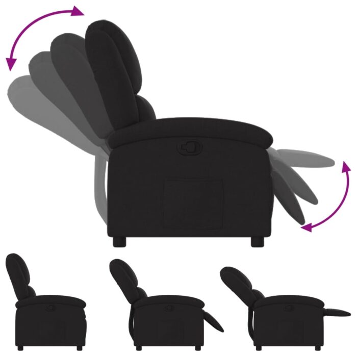 Fauteuil inclinable noir tissu – Image 2