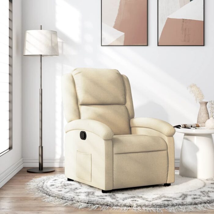 Fauteuil inclinable crème tissu – Image 1