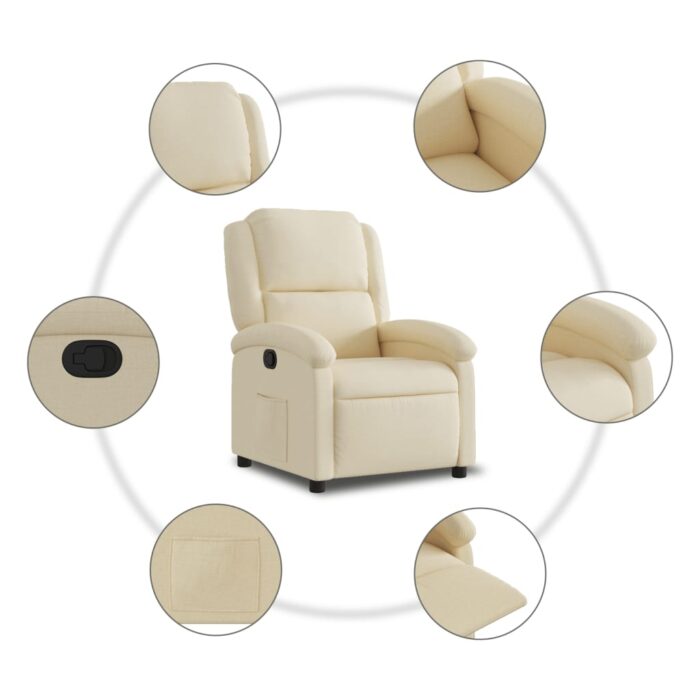 Fauteuil inclinable crème tissu – Image 3