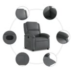 Fauteuil inclinable gris similicuir – Image 3
