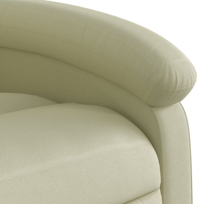 Fauteuil inclinable crème cuir véritable – Image 6