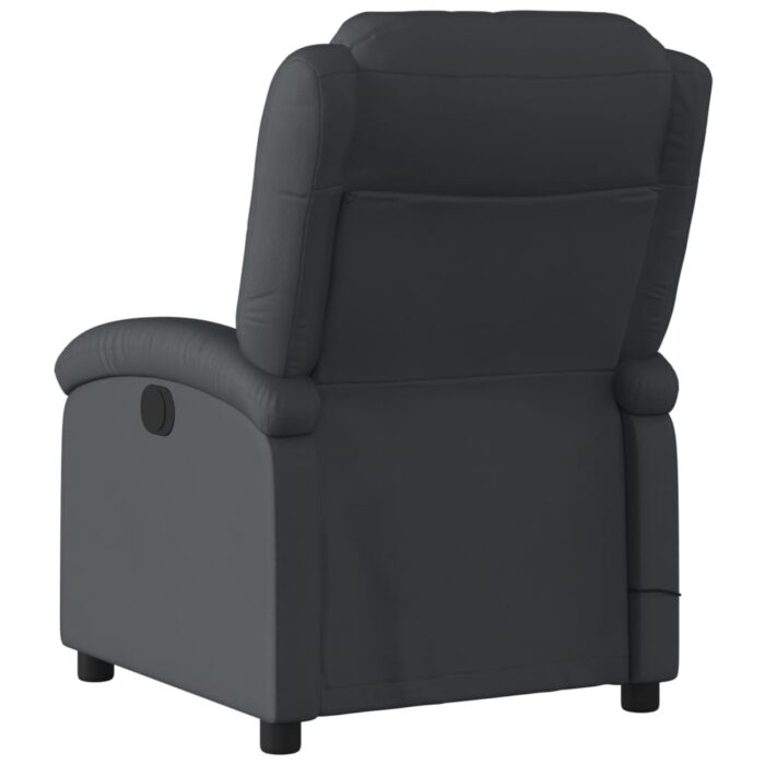 Fauteuil de massage inclinable noir cuir véritable – Image 2