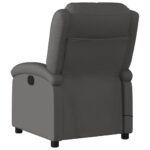 Fauteuil de massage inclinable gris cuir véritable – Image 2