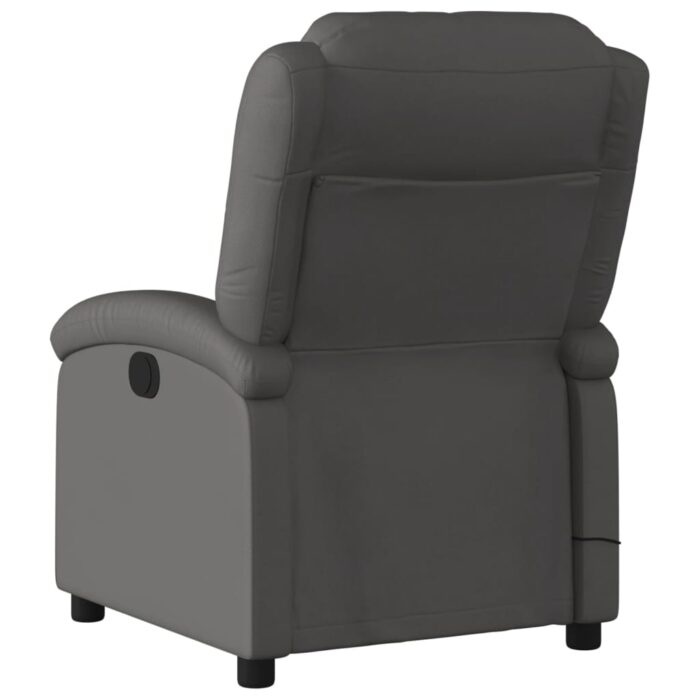 Fauteuil de massage inclinable gris cuir véritable – Image 2