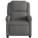 Fauteuil de massage inclinable gris cuir véritable – Image 5