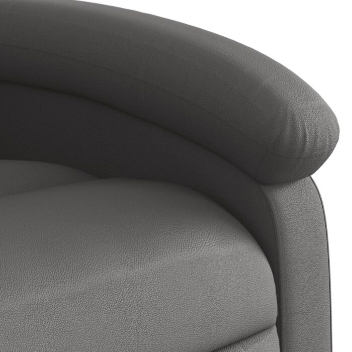 Fauteuil de massage inclinable gris cuir véritable – Image 7