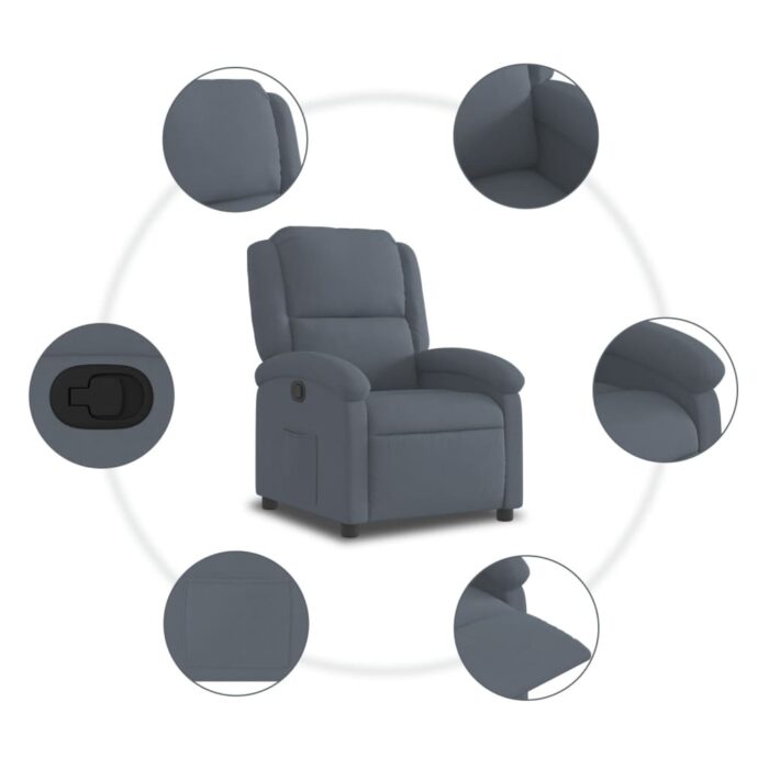 Fauteuil inclinable en velours gris foncé – Image 3