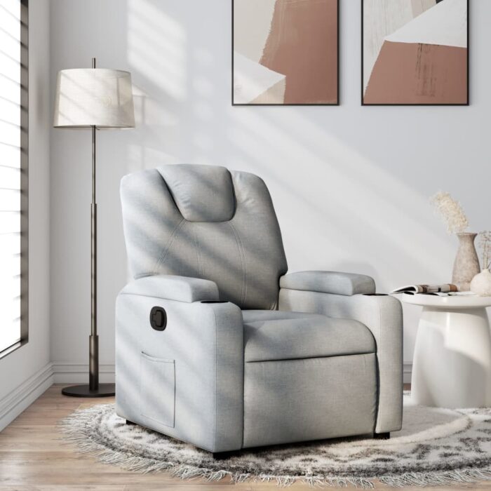 Fauteuil inclinable en tissu gris clair – Image 1