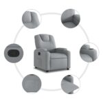 Fauteuil inclinable en tissu gris clair – Image 3