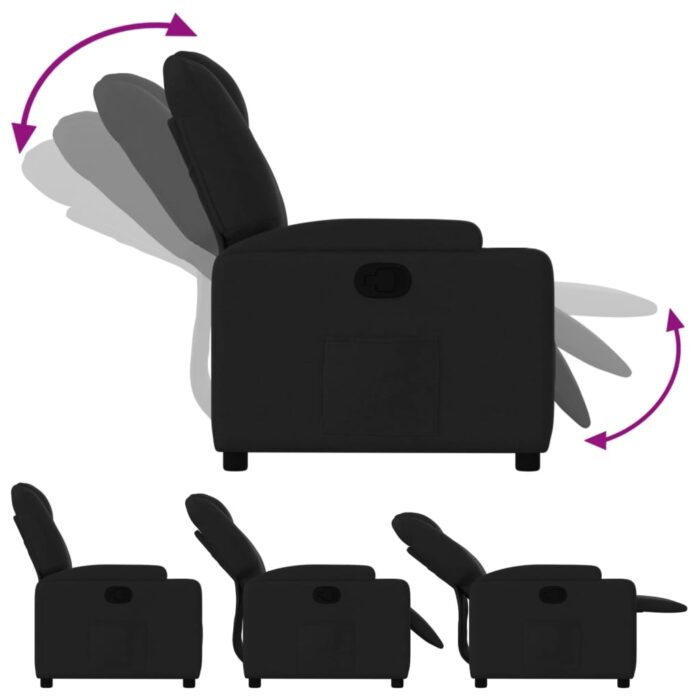 Fauteuil inclinable en tissu noir – Image 2
