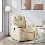 Fauteuil inclinable en tissu crème
