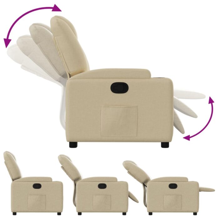 Fauteuil inclinable en tissu crème – Image 2