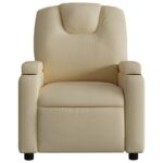 Fauteuil inclinable en tissu crème – Image 4