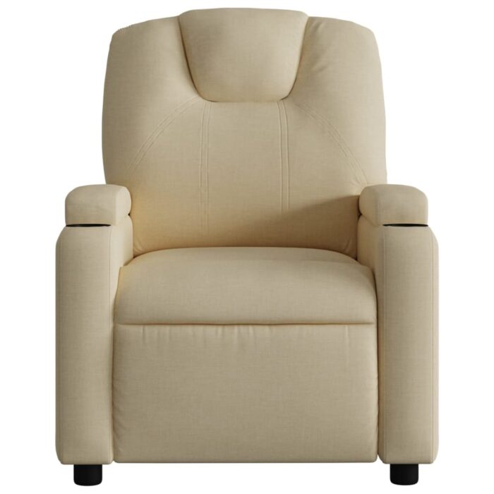 Fauteuil inclinable en tissu crème – Image 4