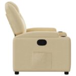 Fauteuil inclinable en tissu crème – Image 5
