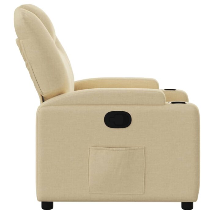 Fauteuil inclinable en tissu crème – Image 5