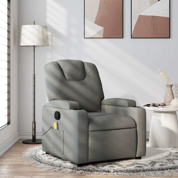 Fauteuil de massage inclinable gris foncé tissu – Image 1