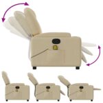 Fauteuil inclinable de massage en tissu crème – Image 3