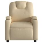 Fauteuil inclinable de massage en tissu crème – Image 5