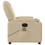 Fauteuil inclinable de massage en tissu crème – Image 6