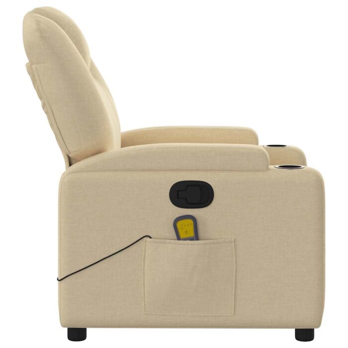Fauteuil inclinable de massage en tissu crème – Image 6