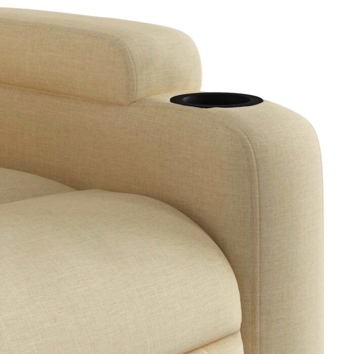 Fauteuil inclinable de massage en tissu crème – Image 7