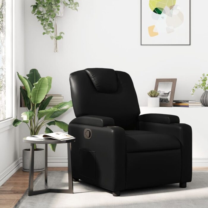 Fauteuil inclinable noir similicuir – Image 1