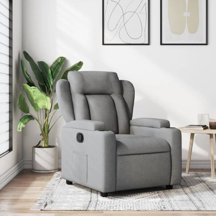 Fauteuil inclinable en tissu gris clair – Image 1