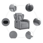 Fauteuil inclinable en tissu gris clair – Image 3